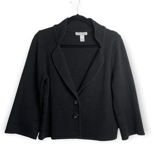 WHBM White House Black Market Black Cropped Button Up Blazer